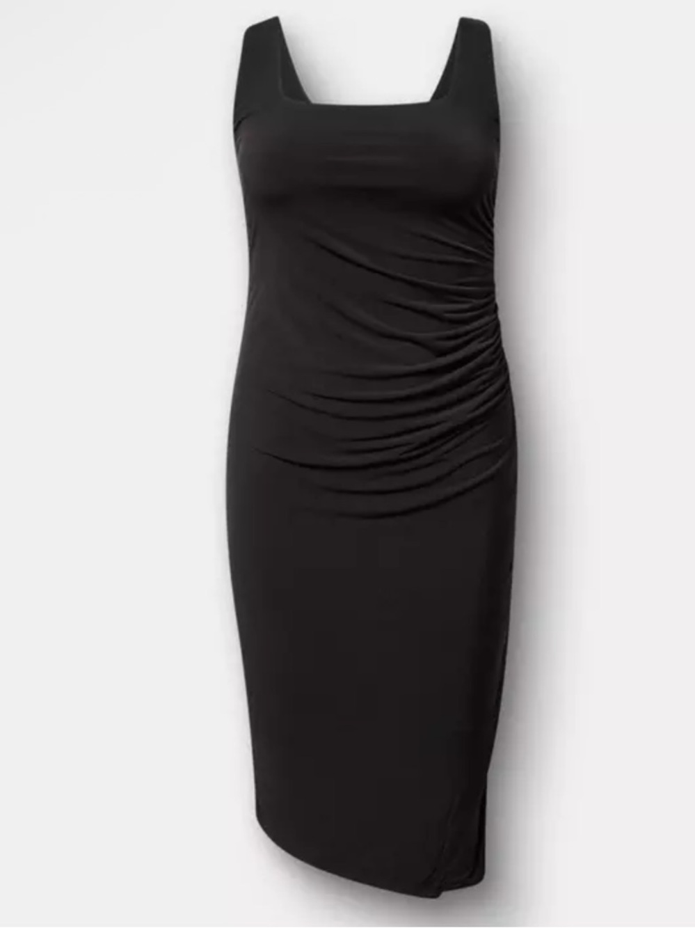 torrid 1X NWTS Black Square-Neck Ruched Midi Dress - Picture 7 of 10
